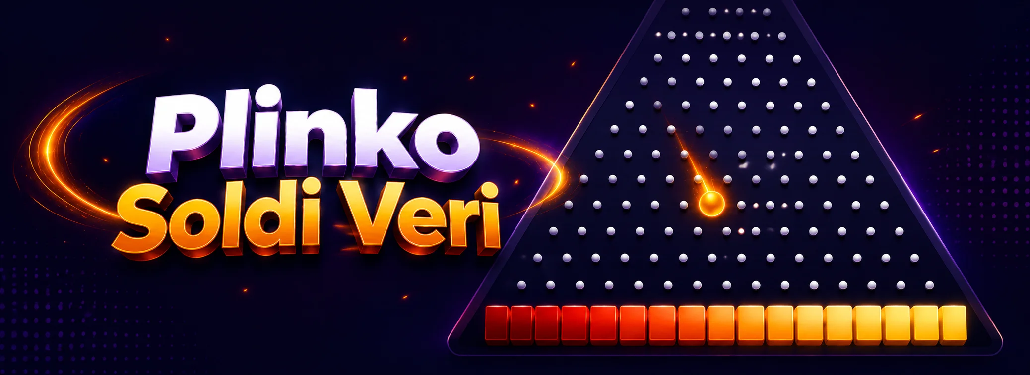 Pallina di Plinko che rimbalza sui pioli verso le caselle dei moltiplicatori